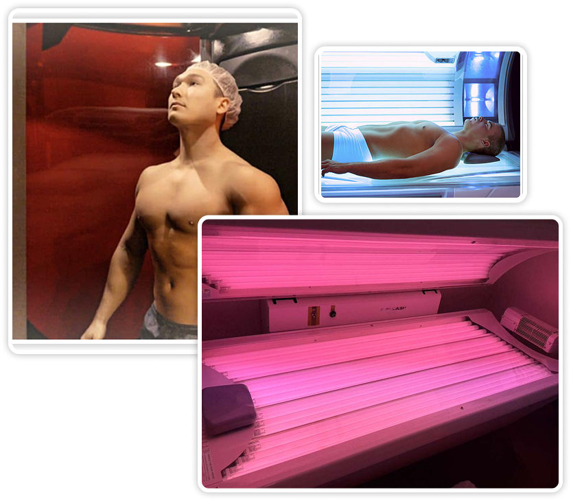 Person using tanning bed